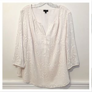 TALBOTS WOMAN Ivory Cream Textured Tunic Plus 1X
